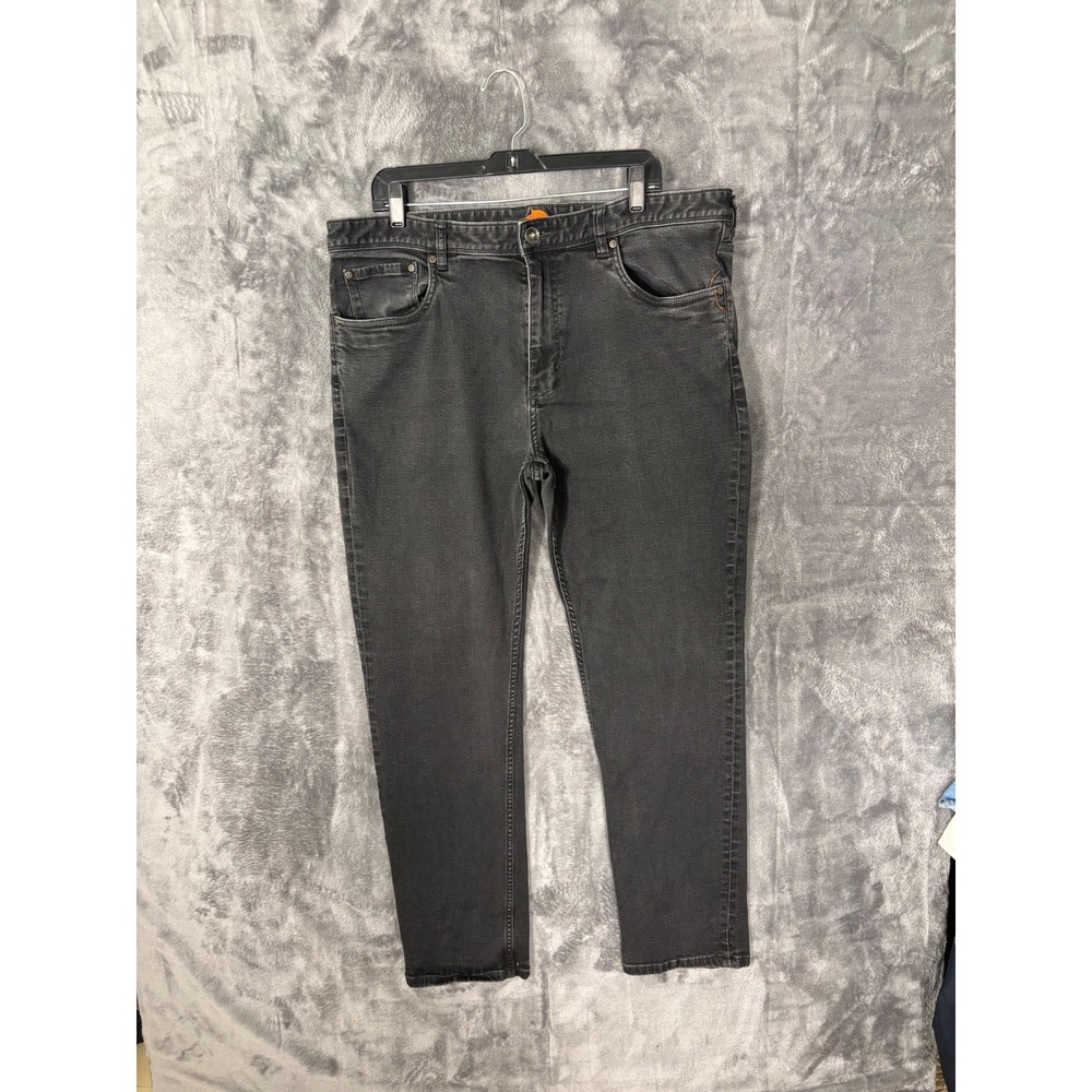 Mens Faded Black Stretch Straight Leg Jeans Size 40x27